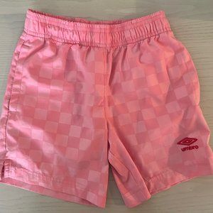Pink Umbro Checkerboard Soccer Shorts, XS/4-5 years